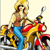 Прикольные картинка. Девушка и мотоцикл на рисунке. Бесплатно